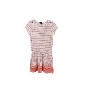 Nautica Girls 10 Pink Striped Sleeveless Summer Pullover Dresss 2172